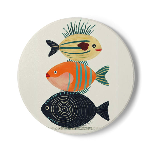 Colorful Fish Art Ceramic Coaster