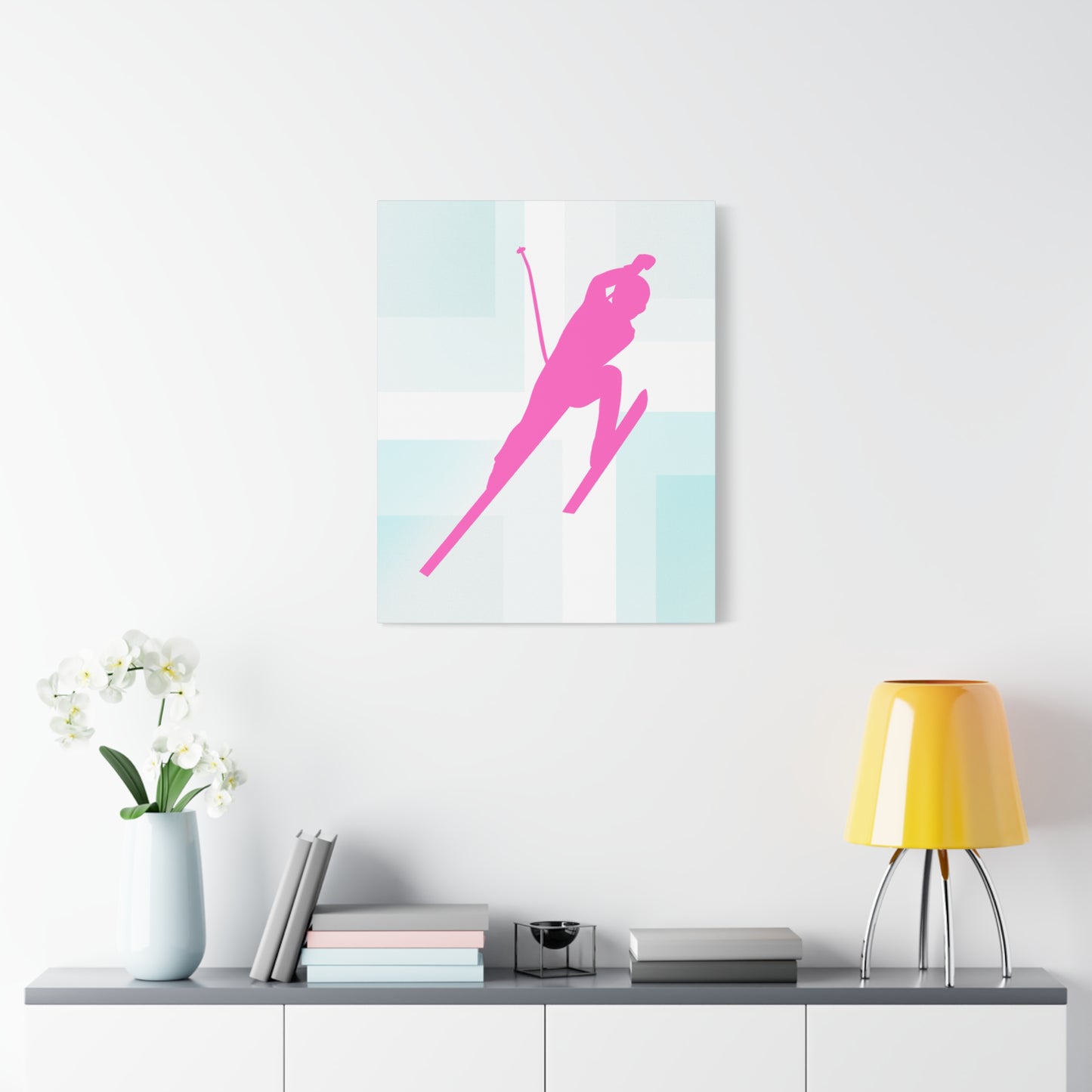 Retro Neon Ski Canvas Print