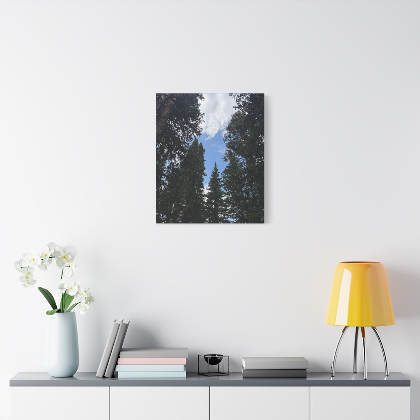 Pine Trees Blue Sky Canvas Print