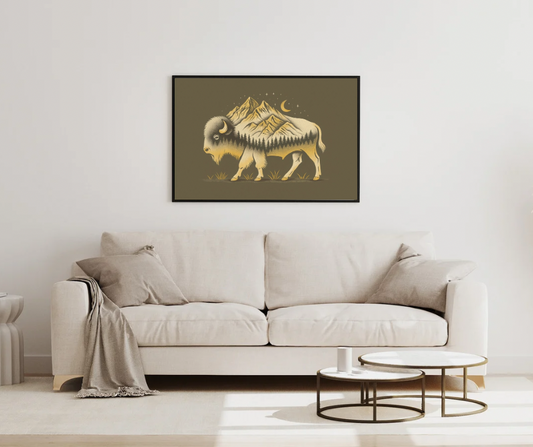 Abstract Boulder Colorado Mountain Buffalo Print
