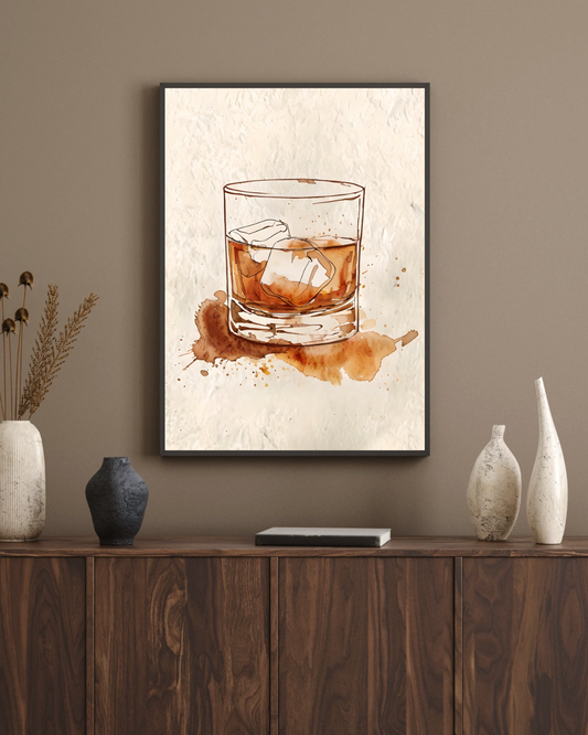 Bourbon Whiskey Drink Glass Print