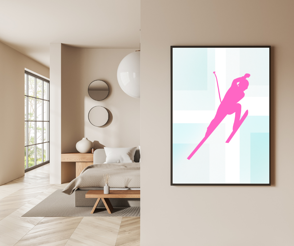 Retro Neon Ski Print