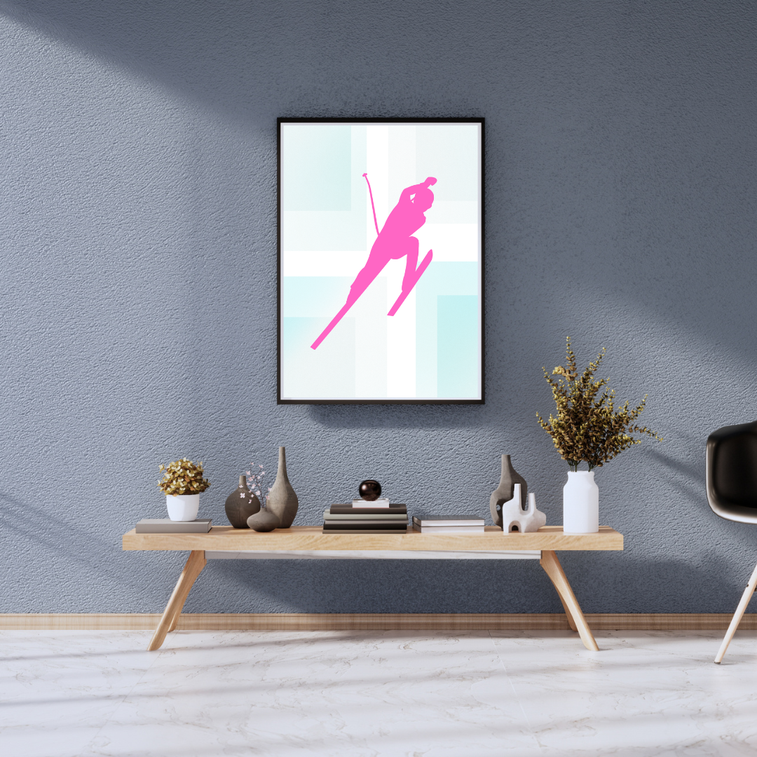 Retro Neon Ski Print
