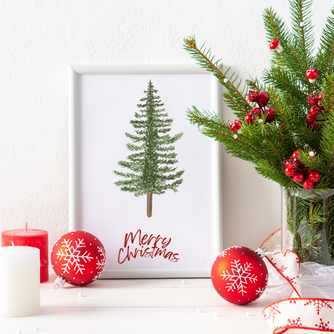 Merry Christmas Tree Print