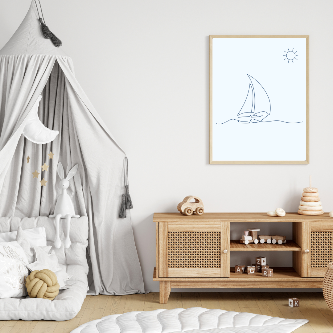 Simple Blue Sailboat Print