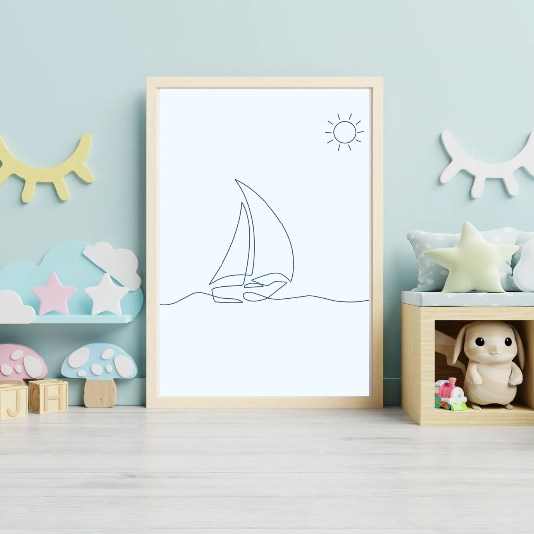 Simple Blue Sailboat Print