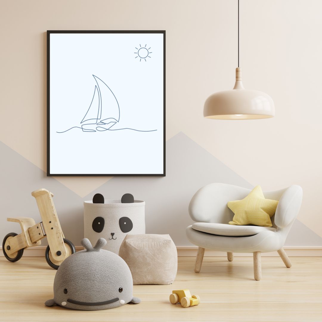 Simple Blue Sailboat Print