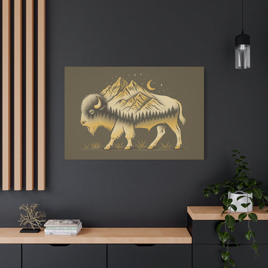 Abstract Mountain Buffalo Canvas Print