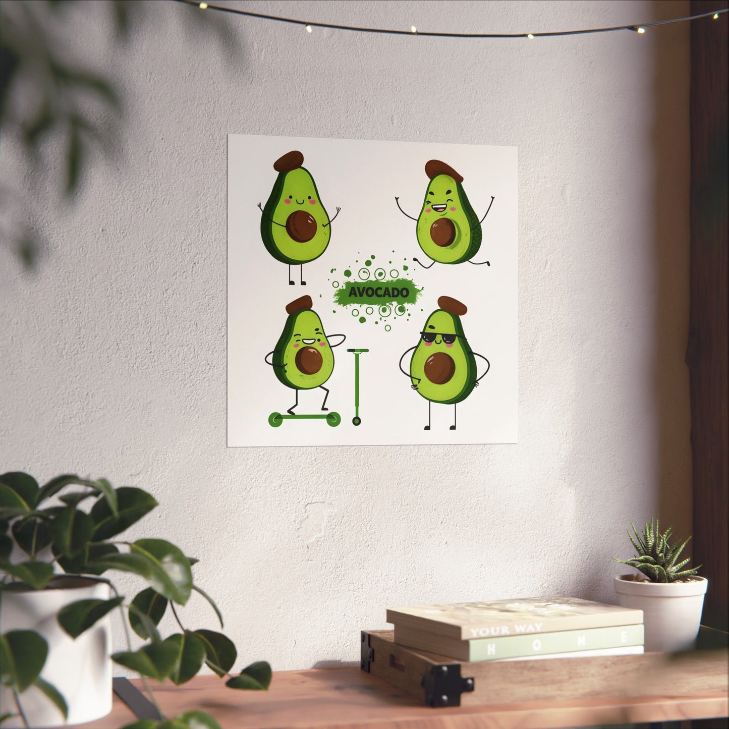 Cute Cartoon Avocado Print
