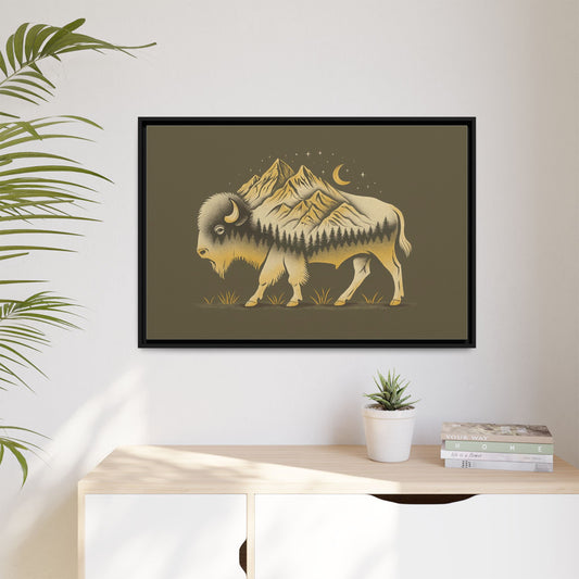 Framed Canvas Print - Abstract Boulder Colorado Mountain Buffalo