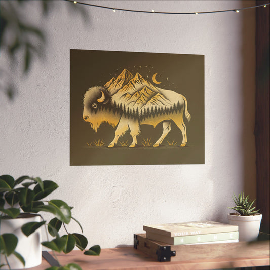 Abstract Mountain Buffalo Print