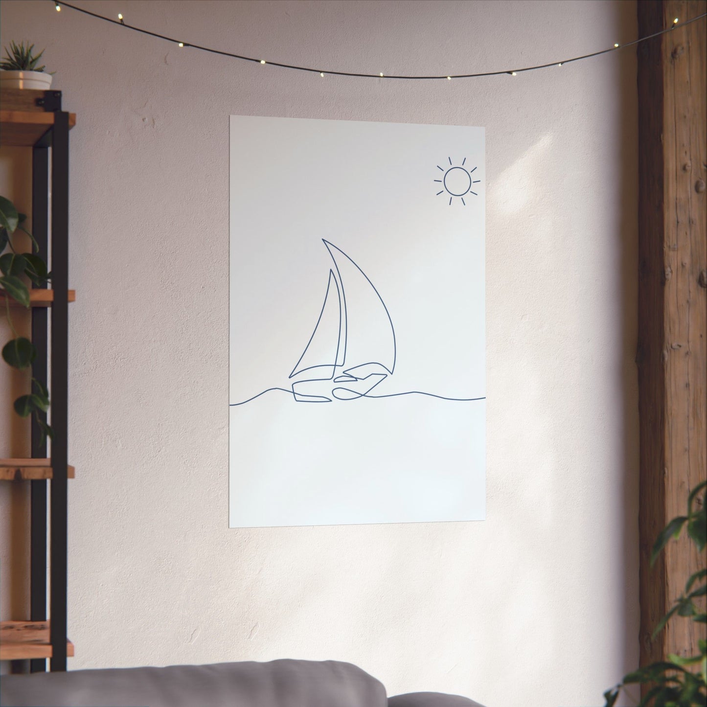 Simple Blue Sailboat Print