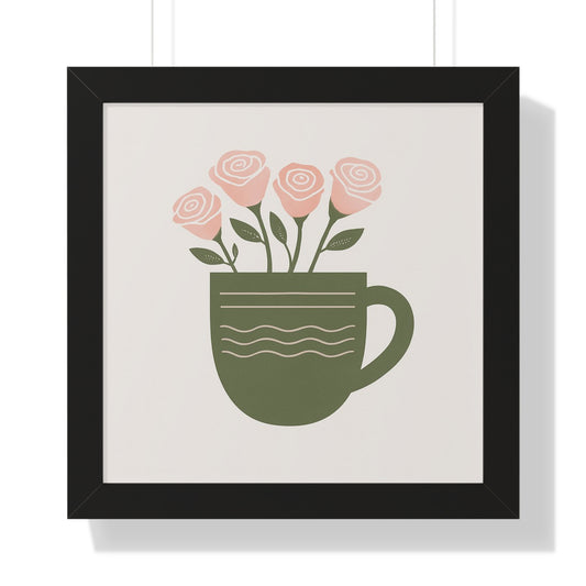 Framed Poster - Flowers in Mug Art