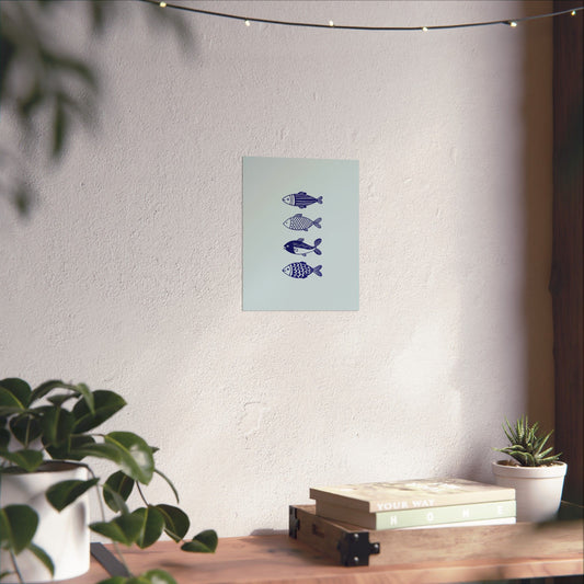 Blue Fish Print