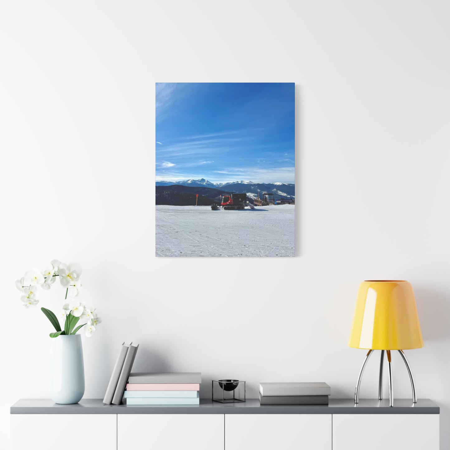 Snowcat On The Mountains Canvas Print