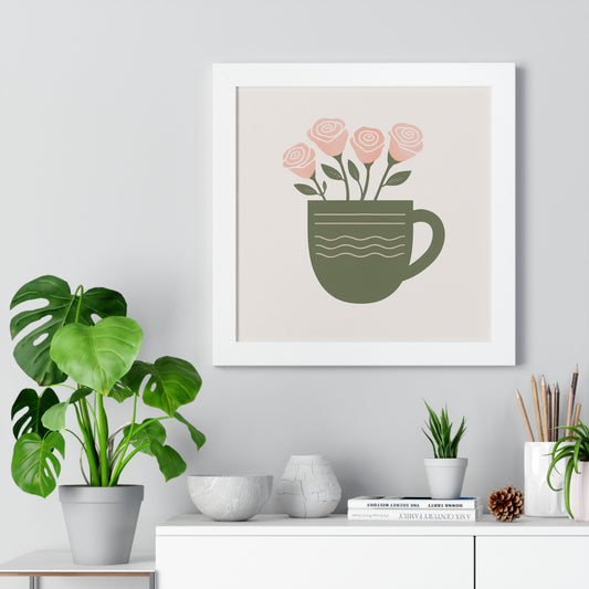 Framed Poster - Flowers in Mug Art