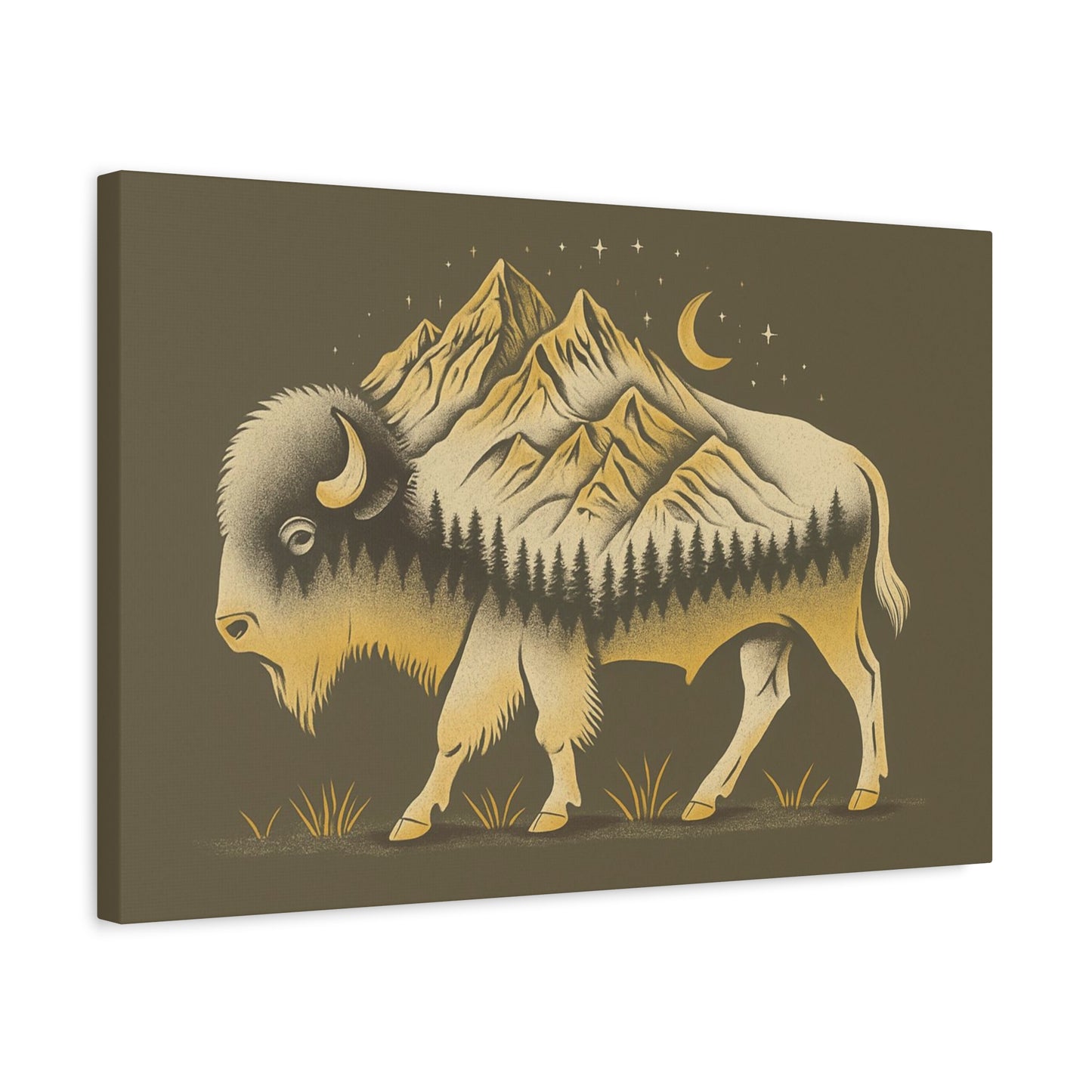 Abstract Mountain Buffalo Canvas Print