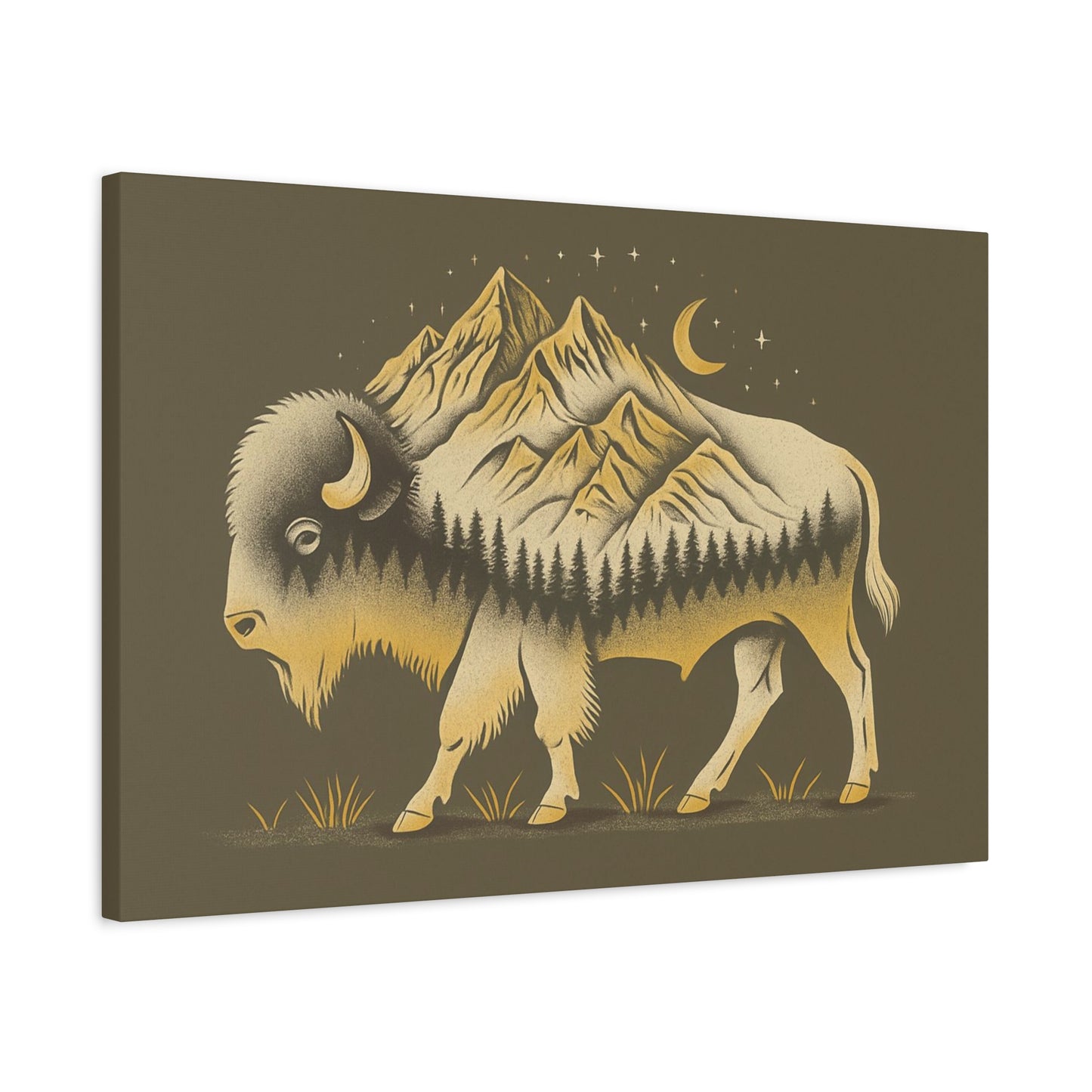 Abstract Mountain Buffalo Canvas Print