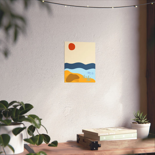 Abstract Art - Hand-Designed Wavy Beach Day Print - The Argyle Market Original #3