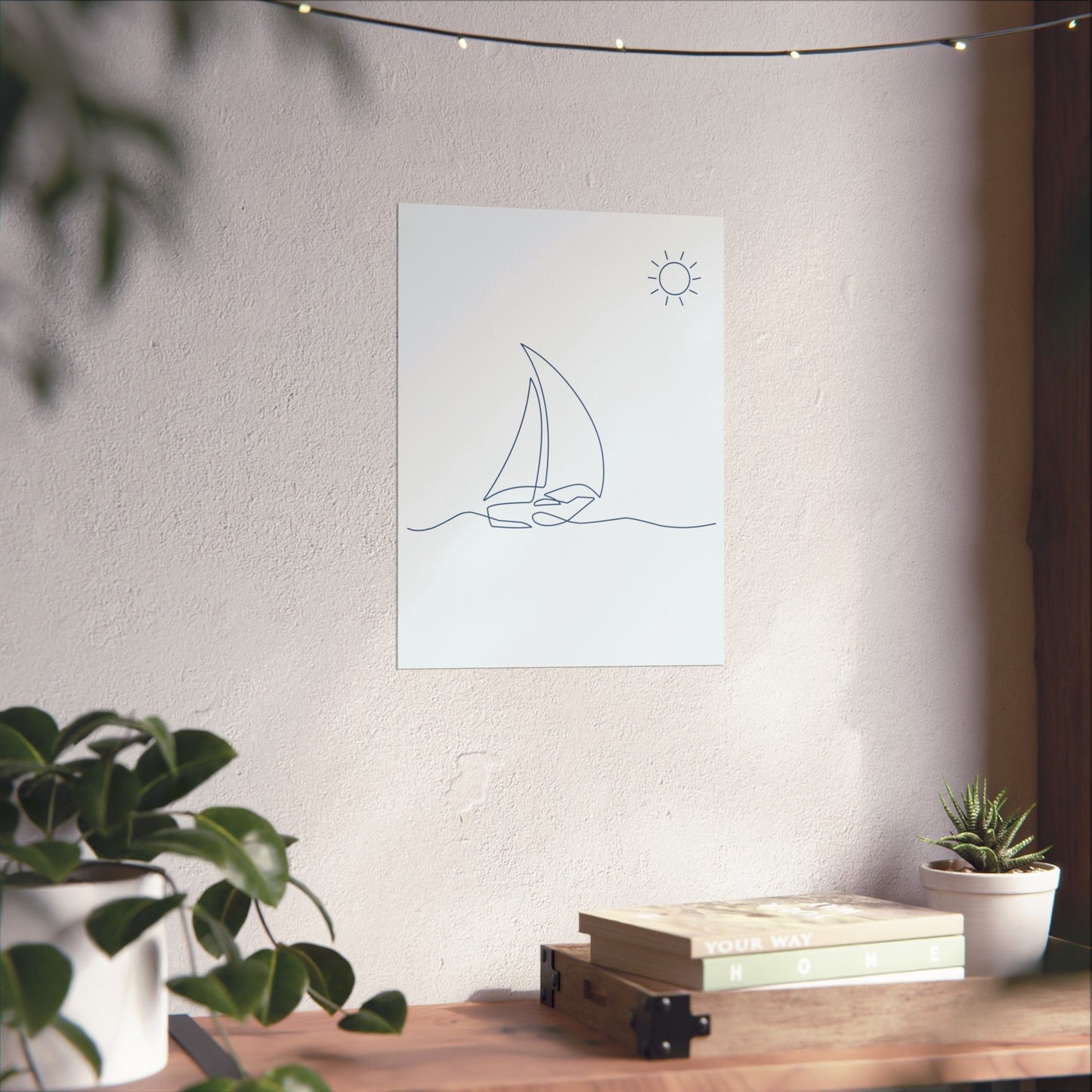 Simple Blue Sailboat Print