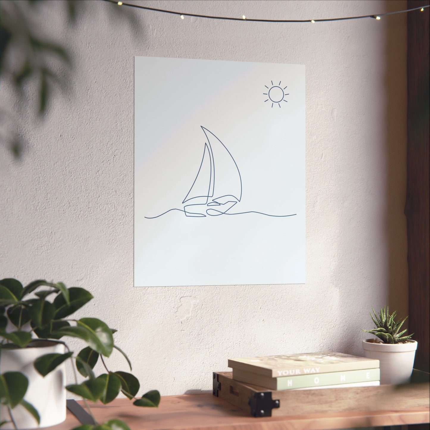Simple Blue Sailboat Print